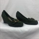American Eagle Outfitters Shoes | American Eagle Suede Loafer Wedges | Color: Green | Size: 9.5