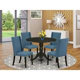 Charlton Home® Utgard Drop Leaf Rubberwood Solid Wood Dining Set Wood/Upholstered Chairs in Black | Wayfair ED601F6BBF434B01AF31A5E3C988B8C7
