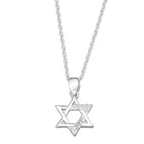 "Charming Girl Sterling Silver Star of David Pendant Necklace, Women's, Size: 15"", White"