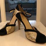 Kate Spade Shoes | Kate Spade Corinne Peep Toe Heels | Color: Black/Gold | Size: 9.5