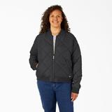 Dickies Women's Plus Quilted Bomber Jacket - Black Size 1X (FJW800)