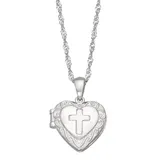 Kids' Junior Jewels Sterling Silver Cross Heart Locket Necklace, Girl's, White