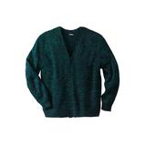 Men's Big & Tall Shaker Knit V-Neck Cardigan Sweater by KingSize in Midnight Teal Marl (Size 3XL)