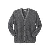 Men's Big & Tall Shaker Knit V-Neck Cardigan Sweater by KingSize in Black Marl (Size 4XL)