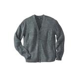 Men's Big & Tall Shaker Knit V-Neck Cardigan Sweater by KingSize in Grey Marl (Size 4XL)