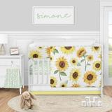 Sweet Jojo Designs Sunflower 5 Piece Crib Bedding Set Polyester in Green/Orange/White | Wayfair Sunflower-Crib-5