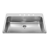 Kindred Stainless Steel 33" L x 22" W Drop-in Kitchen Sink Stainless Steel in Gray, Size 8.0 H x 33.38 W x 22.0 D in | Wayfair QSLA2233-8-4N