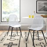 Hashtag Home Rowley Cross Back Side Chair Plastic/Acrylic in White, Size 33.66 H x 18.1 W x 21.26 D in | Wayfair 768579C016E7411081F7ADA62C080848