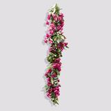 DarbyCreekTrading Pink Purple Bougainvillea & Needleleaf Eucalyptus Spring Summer Garland Or Table Runner 15 Feet Silk in Green/Pink | Wayfair