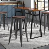 Williston Forge Gudgen Solid Wood Stool Wood/Metal in Black, Size 29.53 H x 17.13 W x 17.13 D in | Wayfair B9C5A9C6BECF429EADC9A136CBC8DBFA