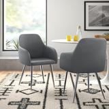 Wade Logan® Agostini Dining Chair, Side, , Kitchen, Dining Room, Pu Leather Look Faux Leather/Upholstered in Gray | Wayfair