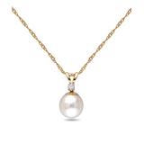Sofia B Women's Necklaces White - Cultured Pearl & 14k Gold Diamond-Accent Pendant Necklace