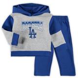 Infant Heathered Gray/Royal Los Angeles Dodgers Sideline Fleece Pullover Hoodie & Pants Set