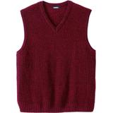 Men's Big & Tall Shaker Knit V-Neck Sweater Vest by KingSize in Rich Burgundy Marl (Size 3XL)