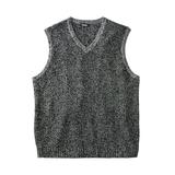 Men's Big & Tall Shaker Knit V-Neck Sweater Vest by KingSize in Black Marl (Size XL)