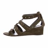 Gucci Shoes | Gucci Gladiator Shoes Strappy Studded Suede Olive | Color: Green | Size: 6.5