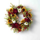 DarbyCreekTrading Farmhouse Sunflower Silk Wreath Silk in Red/Yellow, Size 30.0 H x 30.0 W x 6.0 D in | Wayfair SW1149-30