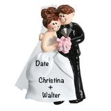 The Holiday Aisle® Wedding Couple Flowers Hanging Figurine Ornament Plastic in Black/Brown, Size 4.0 H x 2.5 W x 0.5 D in | Wayfair