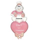 The Holiday Aisle® Baby's 1st Christmas Snowbaby Heart Hanging Figurine Ornament Plastic in Red/White, Size 5.5 H x 2.5 W x 0.5 D in | Wayfair