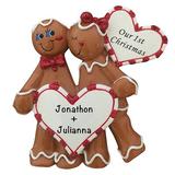 The Holiday Aisle® Heart Snow Couple Hanging Figurine Ornament Plastic in Brown/White, Size 3.25 H x 3.0 W x 0.5 D in | Wayfair