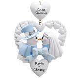 The Holiday Aisle® Snow Wedding 1st Christmas Hanging Figurine Ornament Plastic in Blue/White, Size 5.0 H x 3.5 W x 0.5 D in | Wayfair