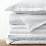 Lands' End 400 Thread Count Supima Sateen Embroidered Duvet Cover or Sham, White