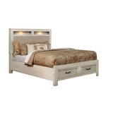 Gracie Oaks Asensio Low Profile Storage Platform Bed Wood & /Upholstered/Polyester in White, Size 55.5 H in | Wayfair