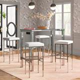 Ivy Bronx Inabelle 5 - Piece Bar Height Dining Set Glass/Metal/Upholstered Chairs in Gray | Wayfair AD925C9A3CF740CA9AA27BB77AAB779F