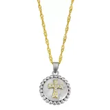 Junior Jewels Kids' 14k Gold Over Silver Cubic Zirconia Cross Disc Pendant Necklace, Girl's, White