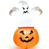 Costway 6 Feet Halloween Blow-Up Inflatable Ghost in Pumpkin with LED Light