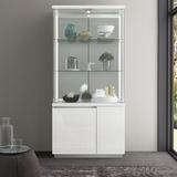 Ivy Bronx Bradwell Cameron Vitrine China Cabinet Wood in Brown/Gray/White, Size 74.0 H x 36.0 W x 16.0 D in | Wayfair