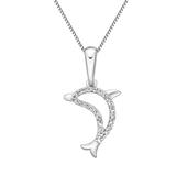 "Gemminded Sterling Silver 1/10 Carat T.W. Diamond Dolphin Pendant Necklace, Women's, Size: 18"", White"