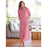 Women's Long Zip-Front Fleece Robe, Cashmere Rose Pink M Misses