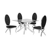 Orren Ellis Fredericton 5 Piece Dining Set Glass/Metal/Upholstered Chairs in Gray, Size 30.0 H in | Wayfair 4CD1C24B15D64CEB8A0025EB36829FCC