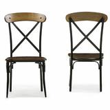 Williston Forge Metal Cross Back Side Chair in Brown/Black Metal in Black/Brown, Size 37.5 H x 18.13 W x 18.25 D in | Wayfair