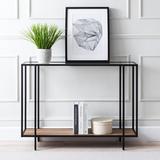 Vireo Blackened Bronze and Rustic Oak Accent Table - Hudson & Canal AT0557