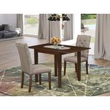 Winston Porter Halfon Drop Leaf Rubberwood Solid Wood Dining Set Wood/Upholstered Chairs in Brown, Size 30.0 H in | Wayfair