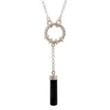 Cylinder,'Women's Obsidian and Sterling Silver Y-Necklace'