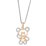 Sterling Silver 1/10 Carat T.W. Diamond Teddy Bear Necklace, Women's, White