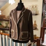 Nine West Jackets & Coats | Nine West Women Knit Blazer | Color: Brown/Cream | Size: 3x