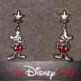 Disney Jewelry | Disney Mickey Mouse Antique Silverenamel Earrings | Color: Red/Silver | Size: Os