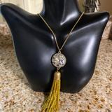 J. Crew Jewelry | J.Crew Rhinstone Tassel Pendant Necklace | Color: Gold/White | Size: Os