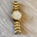 Michael Kors Accessories | Guess Chonograph Gold Plated Watch | Color: Gold | Size: Small