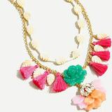 J. Crew Jewelry | J.Crew Pink Jungle Flora Layered Tassel Necklace | Color: Green/Pink | Size: Os