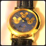 Disney Accessories | Disney Sunmoon Phase Unisex Chronograph Watch | Color: Blue/Gold | Size: Os
