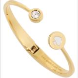 Kate Spade Jewelry | Goldwhite Kate Spade Open Hinged Cuff Bracelet | Color: Gold/White | Size: Os