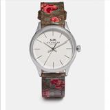 Coach Accessories | Coach Floral Leather Watch 32mm | Color: Pink/Silver/Tan | Size: 32mm