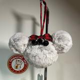 Disney Accents | Disney Parks Minnie Fur Ornament | Color: Gray/Red | Size: 7 Across