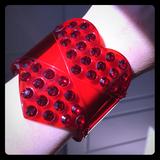 Louis Vuitton Jewelry | Louis Vuitton Heart Shape Rhinestone Cuff Bracelet | Color: Red | Size: Os
