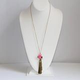 J. Crew Jewelry | J Crew Gold Chain, Pink Flowers, Crystal Pendant | Color: Gold/Pink | Size: 33